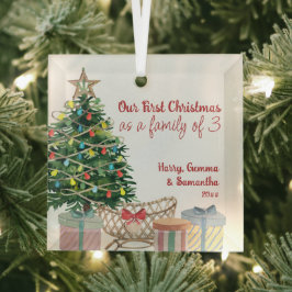 初めてのクリスマスファミリー3 Christmas Tree Crib Gl ガラスオーナメント