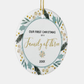 初めてのクリスマスファミリー・オブ・スリーフォトベビー 生まれたばかりの セラミックオーナメント (右)