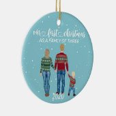 初めてのクリスマスファミリー・オブ・スリーブロンド・ヘアガール セラミックオーナメント (右)