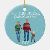 初めてのクリスマスファミリー・オブ・スリーブロンド・ヘアガール セラミックオーナメント (裏面)