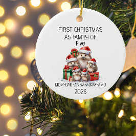 初めてのクリスマスファミリー・オブ・ファイブヘッジホグ セラミックオーナメント