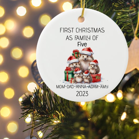 初めてのクリスマスファミリー・オブ・ファイブヘッジホグ セラミックオーナメント