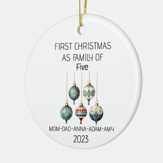 初めてのクリスマスファミリー・オブ・ファイブ・ヴィンテージオーナメント セラミックオーナメント (左)