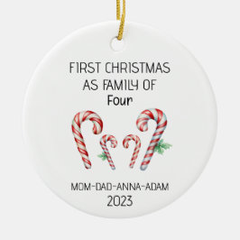 初めてのクリスマスファミリー・オブ・フォー・キャンディ セラミックオーナメント