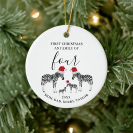 初めてのクリスマスファミリー・オブ・フォー・キュート・ゼブラ セラミックオーナメント