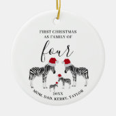 初めてのクリスマスファミリー・オブ・フォー・キュート・ゼブラ セラミックオーナメント (正面)