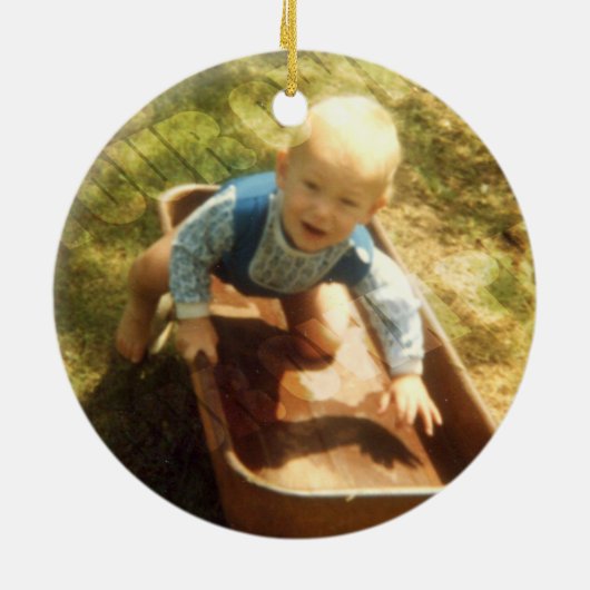 初めてのクリスマスフォトウォーターカラーウルフ セラミックオーナメント (裏面)