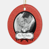初めてのクリスマスフォトオーナメントレッド&金ゴールド セラミックオーナメント (左)