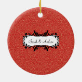初めてのクリスマスフォトオーナメントレッド&金ゴールド セラミックオーナメント (裏面)