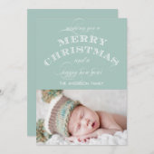初めてのクリスマスフォトカードミントグリーン シーズンカード (正面/裏面)