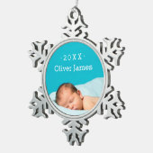 初めてのクリスマスフォトキープサケホリデーオーナメント スノーフレークピューターオーナメント (右)