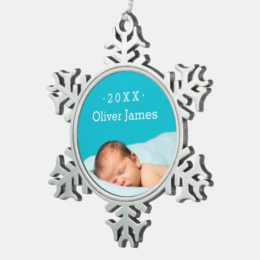 初めてのクリスマスフォトキープサケホリデーオーナメント スノーフレークピューターオーナメント (右)