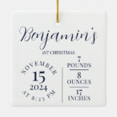 初めてのクリスマスフォトギャラリー誕生統計キープサケ セラミックオーナメント (裏面)