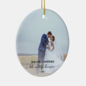 初めてのクリスマスフォトシグネチャースクリプトNewlyweds O セラミックオーナメント (右)