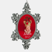 初めてのクリスマスフォトスノーフレークホリデーデコレーション スノーフレークピューターオーナメント (左)