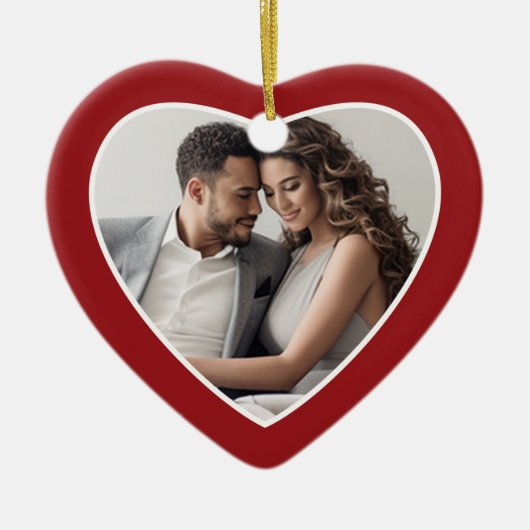 初めてのクリスマスフォトフレーム – ハート両面 セラミックオーナメント (正面)