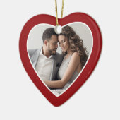 初めてのクリスマスフォトフレーム – ハート両面 セラミックオーナメント (左)