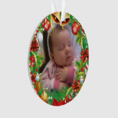 初めてのクリスマスフォトベビーの名前と誕生日 オーナメント (正面)