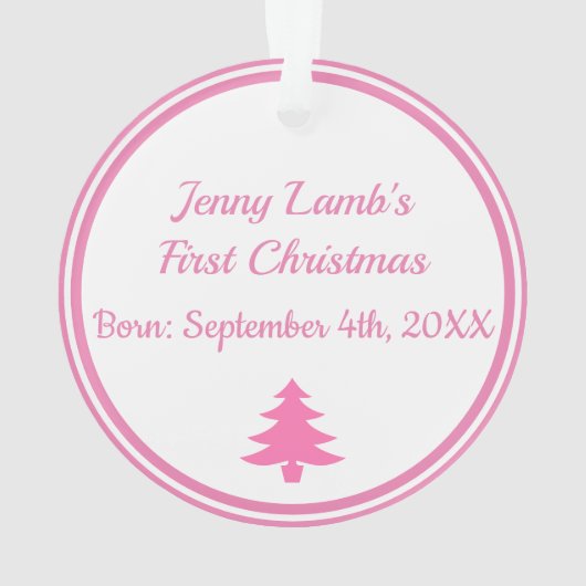 初めてのクリスマスフォトベビーの名前と誕生日 オーナメント (裏面)