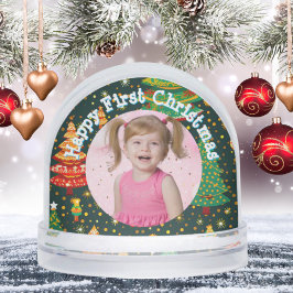 初めてのクリスマスフォトメッセージ雪の球体