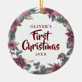 初めてのクリスマスフローラベビーフォトセラミックオーナメント セラミックオーナメント (正面)