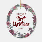 初めてのクリスマスフローラベビーフォトセラミックオーナメント セラミックオーナメント (左)