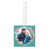 初めてのクリスマスフローラリース写真テンプレート キューブオーナメント (正面)