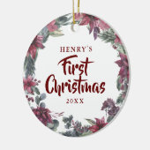 初めてのクリスマスフローラ新ペットドッグ猫の写真 セラミックオーナメント (左)