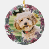 初めてのクリスマスフローラ新ペットドッグ猫の写真 セラミックオーナメント (裏面)