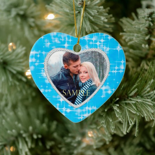 初めてのクリスマスブルーアイススターズテンプレート セラミックオーナメント (ツリー)