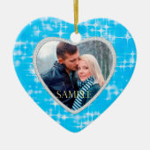 初めてのクリスマスブルーアイススターズテンプレート セラミックオーナメント (正面)