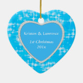 初めてのクリスマスブルーアイススターズテンプレート セラミックオーナメント (裏面)