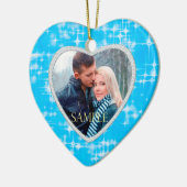 初めてのクリスマスブルーアイススターズテンプレート セラミックオーナメント (左)