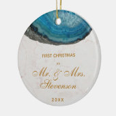 初めてのクリスマスブルー・ゲード・ゴールデン・スクリプトさん セラミックオーナメント (左)