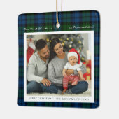 初めてのクリスマスプレイドファミリーフォトキャンベルタータンチェック セラミックオーナメント (左)
