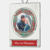 初めてのクリスマスプレイド シルバープレートバナーオーナメント (左)