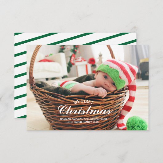 初めてのクリスマスベイビー　ファーストホリデーズ フォトカード 招待状 (正面/裏面)