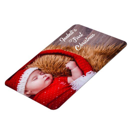 初めてのクリスマスベビーのパーソナライズ写真ギフト4x6 マグネット (左側)