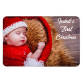 初めてのクリスマスベビーのパーソナライズ写真ギフト4x6 マグネット (横)