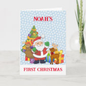 初めてのクリスマスベビーのパーソナライズ名かわいい シーズンカード (正面)