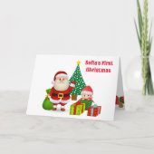 初めてのクリスマスベビーのパーソナライズ名Santa シーズンカード (正面)