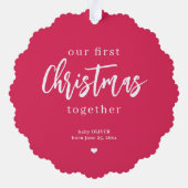 初めてのクリスマスベビーの写真モダン名 オーナメントカード (裏面)