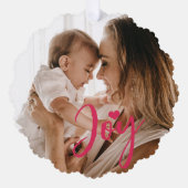 初めてのクリスマスベビーの写真モダン名 オーナメントカード (正面)