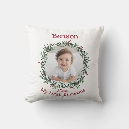 初めてのクリスマスベビーの写真画像 クッション (正面)