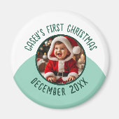 初めてのクリスマスベビーカスタム写真の名前の追加 マグネット (正面)