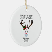 初めてのクリスマスベビーガールトナカイパーソナライズされた セラミックオーナメント (右)