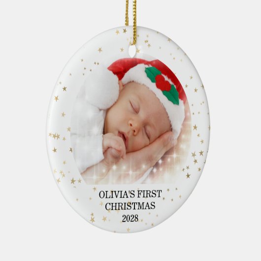 初めてのクリスマスベビーガールフォトセラミックオーナメント セラミックオーナメント (右)