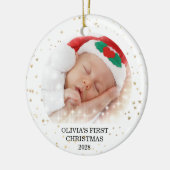 初めてのクリスマスベビーガールフォトセラミックオーナメント セラミックオーナメント (左)