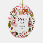 初めてのクリスマスベビーコケガーリーットピンク セラミックオーナメント (右)