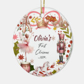 初めてのクリスマスベビーコケガーリーットピンク セラミックオーナメント (左)